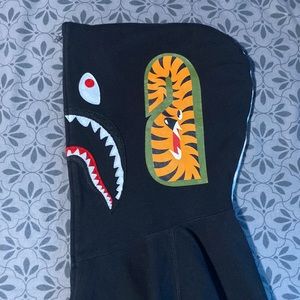 Black and White Half Bape Hoodie